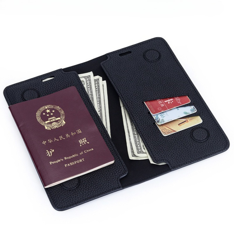Bifold Leather Wallet - Portafoglio Minimalista Sottile per Passaporto in