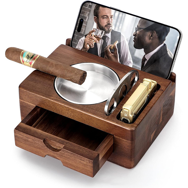 Men Accessories Drawer - Posacenere per sigari in legno Set
